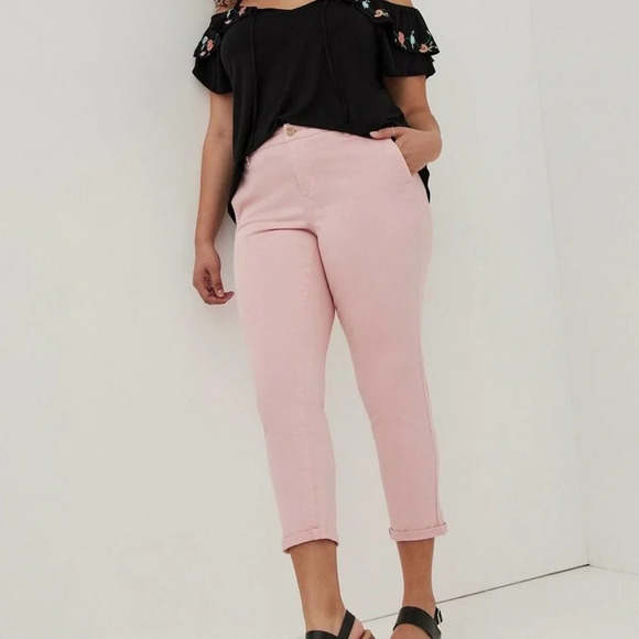 Torrid Pink Mid-rise Stretch Twill Chino Skinny Cropped Pants 10 Women’s - Picture 1 of 14